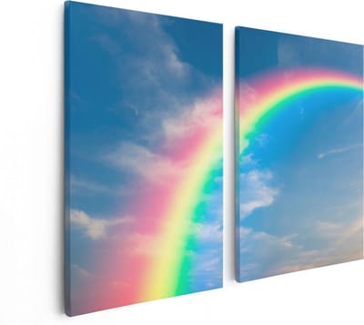 Artaza Canvas Schilderij Tweeluik Regenboog - 80x60 - Foto Op Canvas - Canvas Print