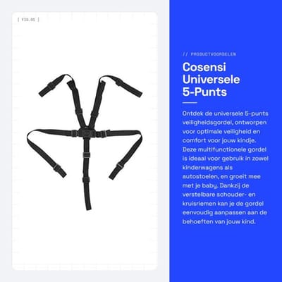 Universele 5-Punts Veiligheidsgordel - Verstelbare Nylon Straps - Comfortabel en Veilig - Nieuwe A-set - Multifunctioneel Babyzitje - Ges...