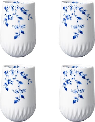 Cappuccinomok Blauw Vouw - Porselein - 350 ml - 4 stuks