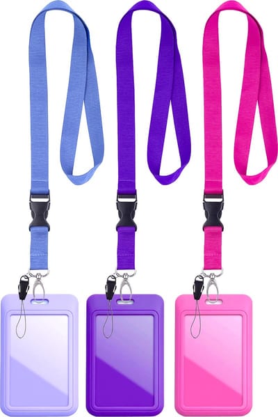 3 Stuks Afneembaar Lanyard Sleutelhangers met 3 ABS Badgehouders - Nekkoord - Keycord Pashouder - Kaarthouder met Keykoord - Badge Houder voor Kaart/Sleutels - Telefoon/GSM Koord - Sleutelkoord - Universeel ID Pashouder - Telefoonkoord