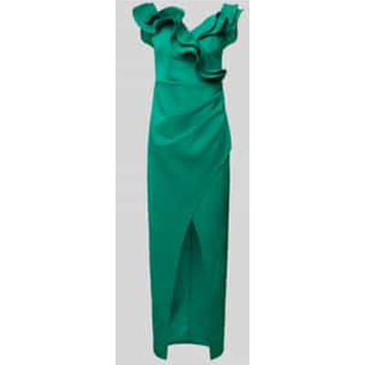 slim fit avondjurk met ruches