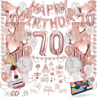 Fissaly 70 Jaar Rose Goud Verjaardag Decoratie Versiering – Feest - Helium, Latex & Papieren Confetti Ballonnen
