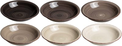 Cookinglife Diepe Borden Delice Grijs - Set van 6 ø 21 cm - Aardewerk - Vaatwasser- en Magnetronbestendig