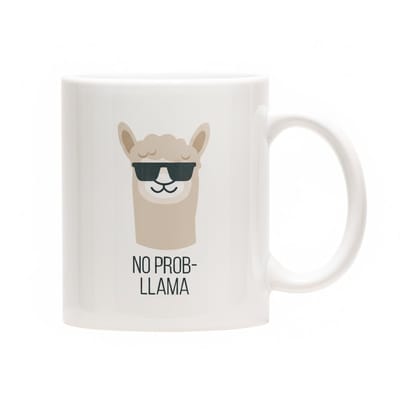 'No Prob-Llama' Mok - Grappige Pun Dierlijke Beker - 330 ml - Coole Lama Cadeau voor Optimisten & Dierenliefhebbers