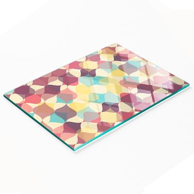 Keukenplank van gehard glas met grafische geometrische figuren, 80x52 cm