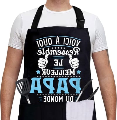 Verstelbare Keuken Schort voor Vader – Perfect Cadeau voor Vaderdag, BBQ, Tuinieren en Koken, Zwart, 80 cm x 60 cm