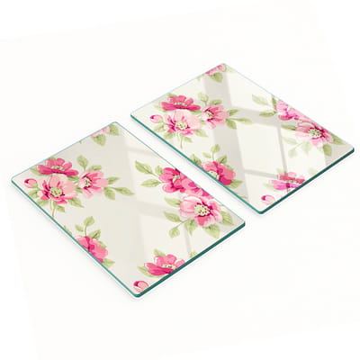 Decoratieve glazen snij- en serveerplanken met bloemenpatroon, 2x40x52 cm