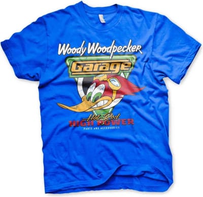 Woody Woodpecker Heren Tshirt -S- Garage Blauw