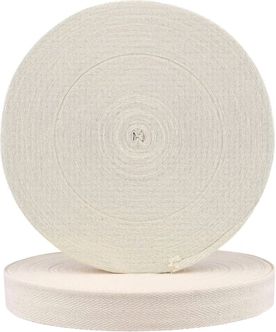 2 stuks 2.5cm x 50m Herringbone Katoenen Webbing, Ideaal voor Naaien, Handwerken en DIY-projecten