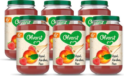Olvarit Fruithapje 6+ Maanden – Appel Aardbei Peer - 6 x 200g