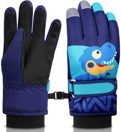 GELLDG Kinderskihandschoenen - Kinderhandschoenen - Winterskihandschoenen geschikt voor jongens en meisjes - Waterdichte en winddichte fleece handschoenen - Verstelbare manchetten - Geschikt voor snowboarden, klimmen, skiën, fietsen