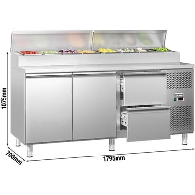 GGM Gastro Zubereitungstisch ECO - 1795mm - 2 Türen & 2 Schubladen - für 8x GN 1/3 Zilver