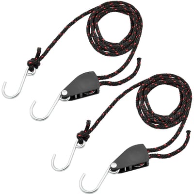 2 Stuks Kajak Vastbinden Bandjes Ratel Katrol Touwen Verstelbare Touwen Hanger Werkbelasting Tot 299.8lbs 2.5m black