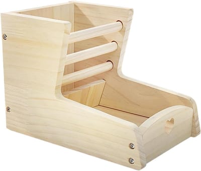Hooivoeder Konijn - Hooi Dispenser - Voer Schoon Houden - Dubbele Compartiment - 14.5x22x15.5cm - Hout