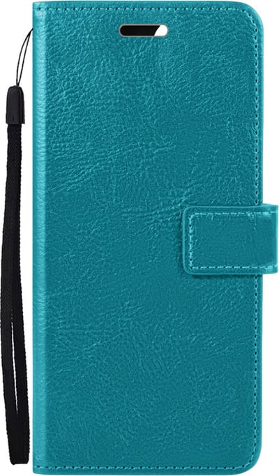 Hoes - Met Pasjeshouder - Geschikt voor OPPO A16s - Luxe Bookcase Portemonee - Flip Case - Kunstleer Book Case - Flipcase - Book Cover - Walletcase - PortemonneeHoes - Turquoise