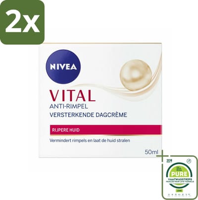 NIVEA - VITAL Dagcrème - Anti-Rimpel Gezichtscrème - Versterkend - 50 ml - Voordeelverpakking - 2 stuks - Anti-rimpel crème - Dagcrème voor rijpere huid