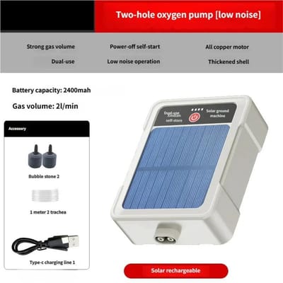 USB Aquarium Pompen Draagbare Zonne-Zuurstofpomp Met Slang Aquarium Golfmaker Hoge Vermogen Stille Vis Tank Beluchter Buiten Vissen lichtbruin