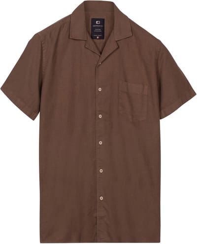Giordano – Capri – Heren – Korte mouwen – Katoen/Linnen - Overhemd – Bruin – 616002-80