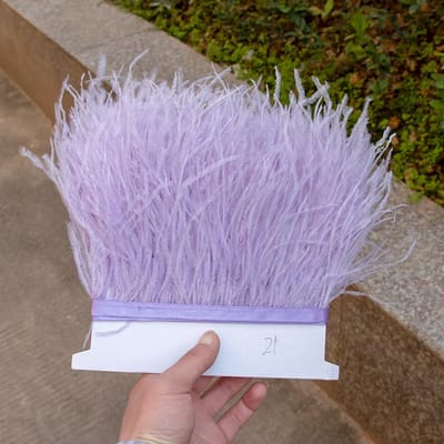 1 meter paarse struisvogelveren franje 8-10 cm natuurlijke pluimen lint voor bruiloft decoratie feestjurk kleding accessoires 8-10cm lichtpaarse kleur
