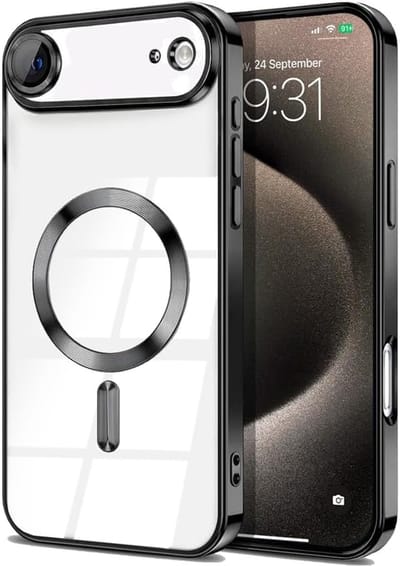 Telefoonhoesje Geschikt voor iPhone 17 Air – Siliconen Hoes met Chroom – Compatibel met MagSafe – Geïntegreerde Camerabescherming – Zwart – FuturiQ