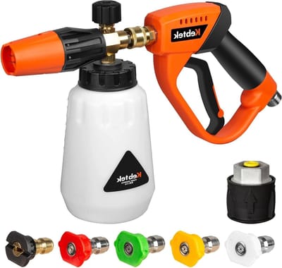 Hogedrukspuitpistool 5200 PSI met Foam Cannon 1L, 5 Spuitmonden en Adapter voor Kärcher K Series