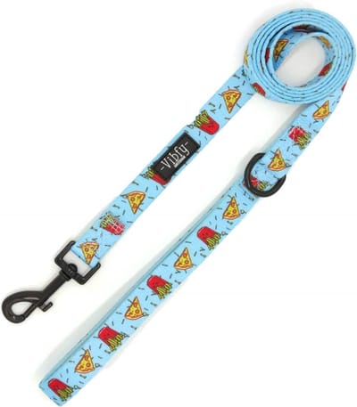 Vibfy Hondenriem Pizza & Fries - Hondenlijn - Uitlaatriem Hond - 160 cm - Sterke Leiband - Lichtblauw