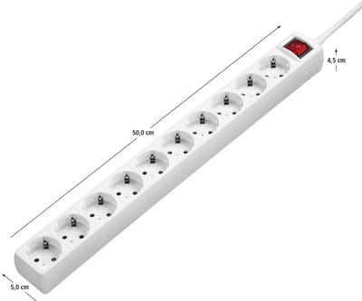 Hama Stekkerdoos met schakelaar - 10-voudig - 3m kabel - Wit