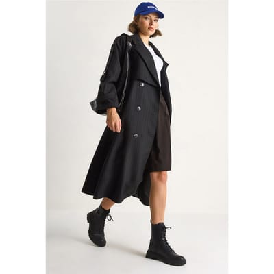 Katoenen Midi Trenchcoat met Dubbele Knopenclosure