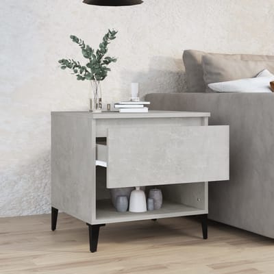 vidaXL - Bijzettafel - 50x46x50 - cm - bewerkt - hout - betongrijs