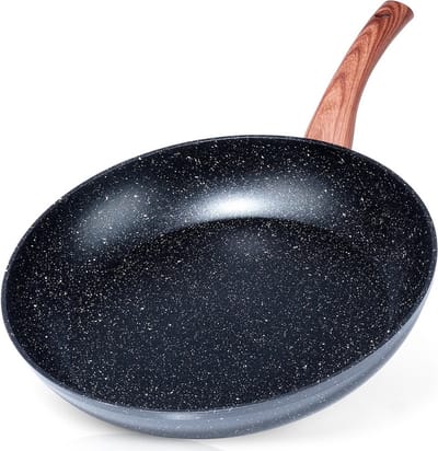 Koekenpan Graniet BLACK&WOOD 32 cm - Multifunctionele Pan voor Vlees - Groenten