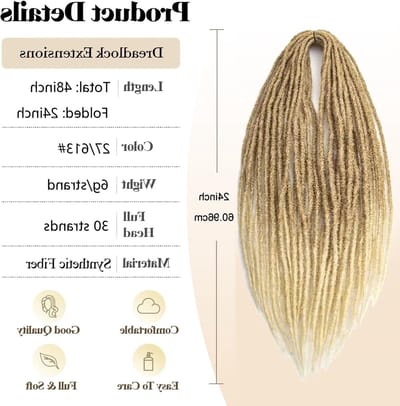Dreadlocks 24 Inch 10 Strands Handgemaakte Dreadlock Haak Haar Vlechten Synthetisch voor Vrouwen - Hippie Stijl Dubbel Eindige Goddess Locs