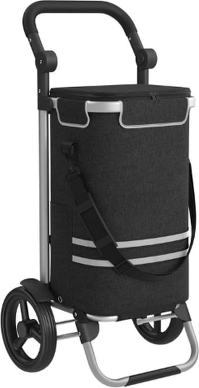 Luxe Boodschappentrolley – Boodschappenwagen – Boodschappenkar – 35L Capaciteit – Hoogwaardig Stof – Gekoelde Binnenkant – Stijlvol – Zwart