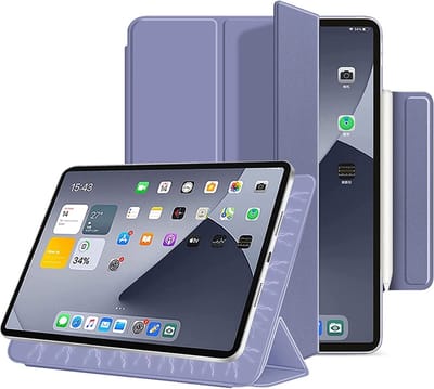 geschikt voor iPad Air Hoes Magnetisch | Folio Case Magnetische bevestiging | Auto wake/sleep | Ingebouwde standaard | Apple Pencil direct charge | geschikt voor iPad Air 4 (2020) en 5 (2022) lavender grey
