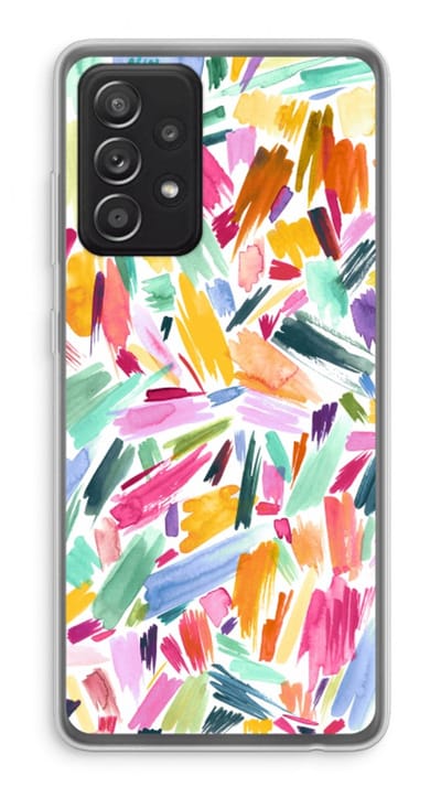 Hoesje geschikt voor Samsung Galaxy A52s 5G hoesje - Watercolor Brushstrokes - Soft Cover Telefoonhoesje - Bescherming aan alle Kanten en Schermrand