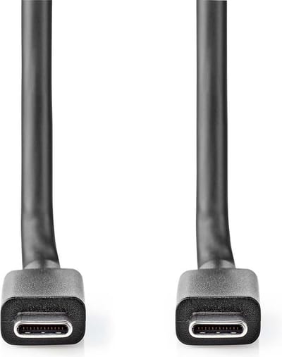 Nedis USB-Kabel - USB 3.2 Gen 2 - USB-C Male - USB-C Male - 100 W - 4K@60Hz - 20 Gbps - Vernikkeld - 2.00 m - Rond - PVC - Zwart - Doos