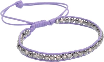 Behave - armbandje met kraaltjes - paars koord - casual zomerstijl