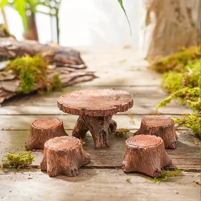 5 stuks Miniatuur Boomstronk Tuin Kunst Accessoires Versiering Landschap Creatieve Ambachten beige