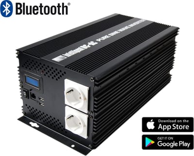K-PO® Real Sinus Omvormer 2000 Watt - 12 Volt naar 230 Volt - Bluetooth - Zuivere sinus