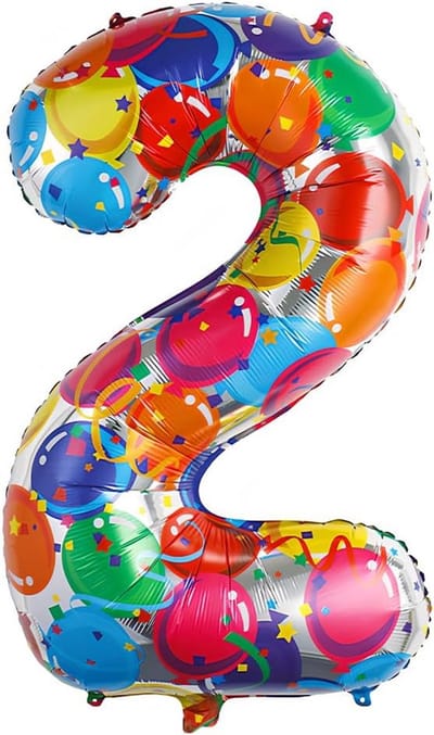 XXL Folieballon Cijfer 2 (101cm) Meerkleurig - Opblaasbaar voor Feest & Verjaardag