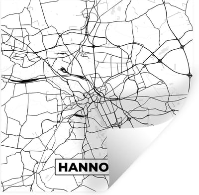 Muurstickers - Sticker Folie - Hannover - Plattegrond - Kaart - Stadskaart - 100x100 cm - Plakfolie - Muurstickers Kinderkamer - Zelfklevend Behang XXL - Zelfklevend behangpapier - Stickerfolie