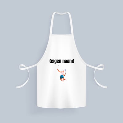 Akyol - badminton met man Keukenschort - Badminton - badmintoners - met eigen naam - badminton liefhebbers - cadeau - kado - 82 bij 71 cm