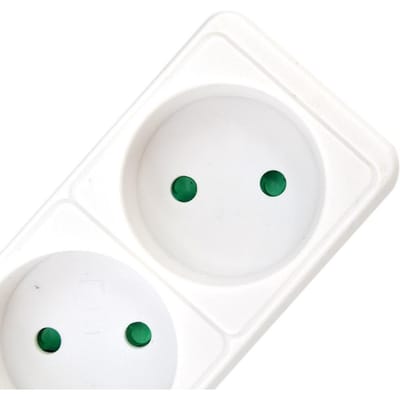 AWTOOLS - Huishoudelijke Verlengsnoer - 4 Stopcontacten - 5m - Wit - Zonder Aarding