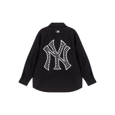 MLB New York Yankees Logo Arrière Motif Lettres Emblème Chemise Manches Longues Chemises Unisexes Noir 3AWS03121-50BKS S gray