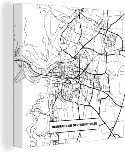 Canvas Schilderij Neustadt an der Weinstraße - Plattegrond - Kaart - Stadskaart - 20x20 cm - Wanddecoratie