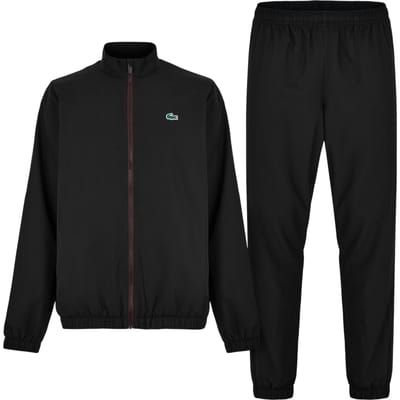 Lacoste Trainingspak met trechterhals en logo voor heren (Zwart/Espresso)