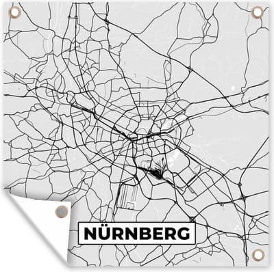 Tuin poster Nürnberg - Kaart - Stadskaart - Plattegrond - Duitsland - 200x200 cm - Tuindoek