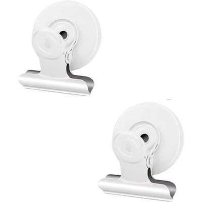 2 stuks Koelkast Magneten clips met Anti-Kras Plakpads Koelkast Magnetische Clips sterk zwaar Whiteboard Magneten Clip wit