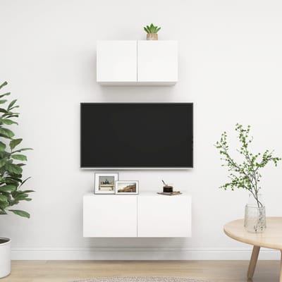 vidaXL - 2-delige - Tv-meubelset - bewerkt - hout - wit