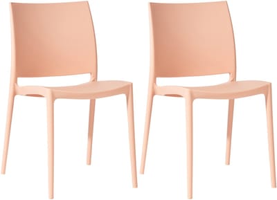 CLP Meton Set van 2 Tuinstoelen - Stapelbaar - Onderhoudsvriendelijk - Weerbestendig - perzik