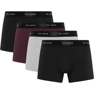 Ted Baker Effen boxershorts voor heren (Set van 4) (Zwart/Multikleurig)